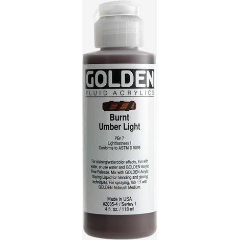 Peinture Acrylique Liquide - GOLDEN - Burnt Umber Light - 119ml - Mat - Professionnel