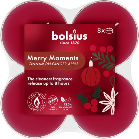 Bolsius Duftteelichter XL merry moments 8er Pack rot Duftkerze