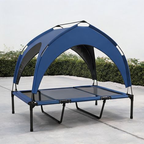 Niche pour chien d'extérieur à toit protecteur structure blu (1/5)