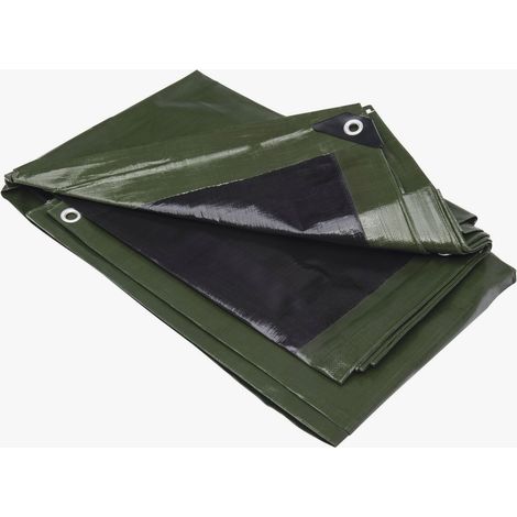 Werka Pro – Bâche de protection réversible 240g/m² – 2 x 8 m – Œillets tous les 50 cm – Traitement anti-UV pour extérieur - PRO 2 X