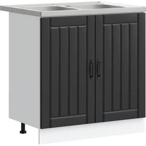 Maison Exclusive - Mobiletto per lavabo Lucca 2 pcs Nero Legno multistrato