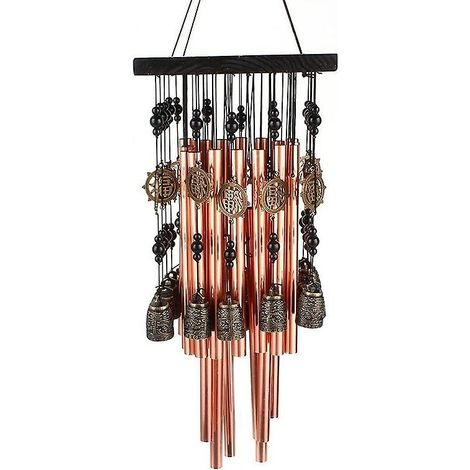 Carillon éolien en tubes métalliques pour l'intérieur et l'extérieur, avec de grandes cloches en cuivre, idéal pour la décoration de cour, jardin et terrasse. (1/5)