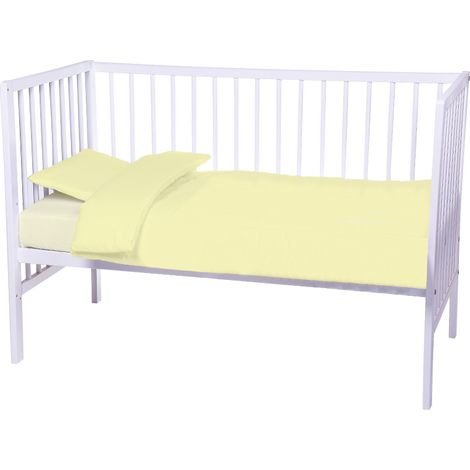 Lenzuolo sotto letto lettino tinta unita 100% cotone made in Italy, in 7 colori ottima qualità Giallo - 70x130+15cm