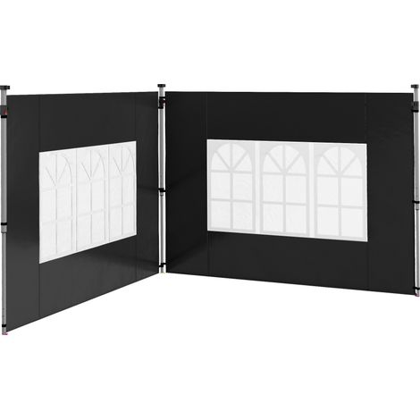 Set aus 2 schwarzen Seitenwänden für einen 3x3 m großen Pavillon (295x195 cm) mit Fenster