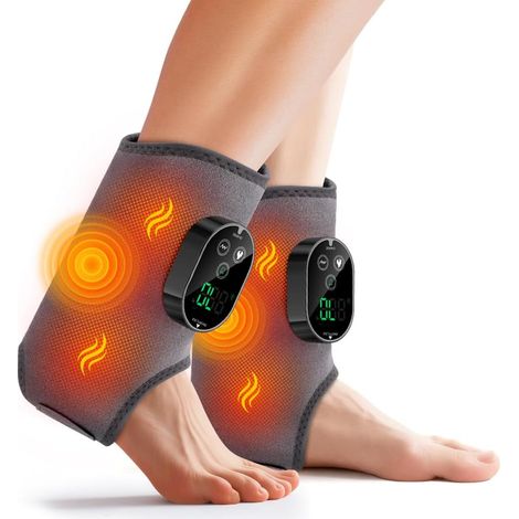 Ensemble de 2 attelles de massage chauffantes pour pieds et chevilles, bandage de massage pour la neuropathie et la fasciite plantaire, masseur de pieds avec 6 niveaux de chaleur et 3 modes de vibrati (1/5)