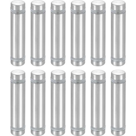 12 Pcs Glass Spacer, 1/2" x 2" Double Head Stainless Steel Advertising Screws, Wall Brackets, Acrylic Glass Sign Holder Material, Silver (1/5)
