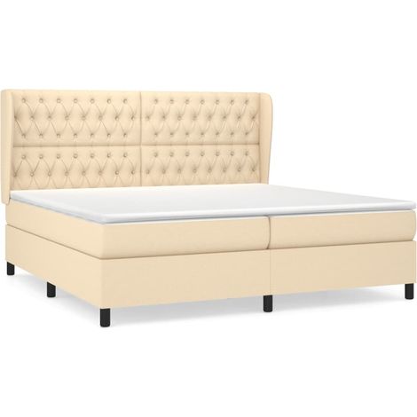 Maison Exclusive - Giroletto a Molle con Materasso Crema 200x200 cm in Tessuto (1/5)