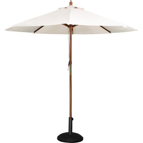 Parasol rond à poulie pour terrasse et jardin, 3 m de diamètre, Couleur : Crème, Dimensions : 2,52 m (H) x 3 m (Ø), Socle vendu séparément (FS231) CB516 (1/5)