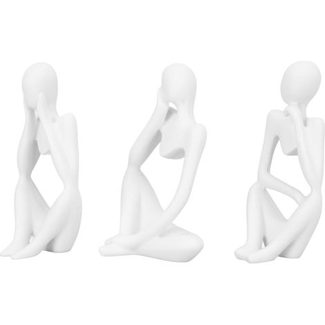 Statue du Penseur en Résine Blanche - Sculpture Moderne pour Décoration de Bureau ou Table (1/5)