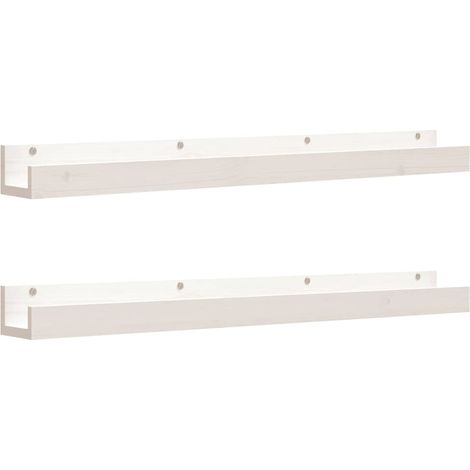 Maison Exclusive - Wandregale 2 Stk. Weiß 110x12x9 cm Massivholz (1/5)