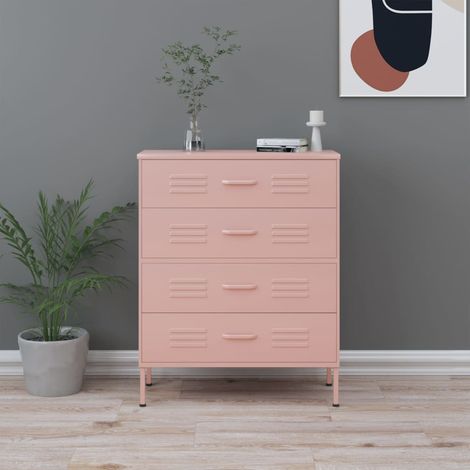 Commode Meuble de rangement Armoire Buffet pour Chambres, Salon, Couloirs Rose 80x35x101,5 cm Acier NAJO3915 (1/5)