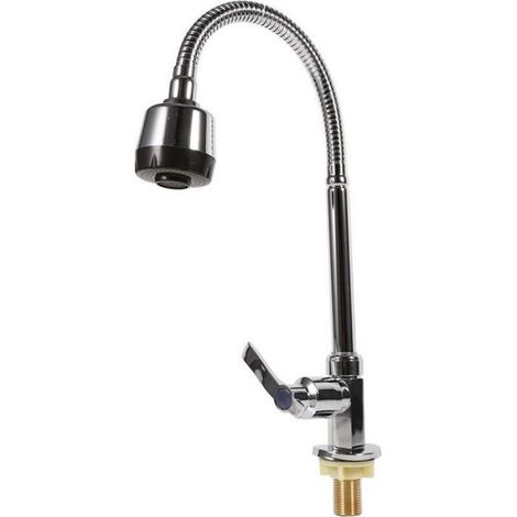 Robinet de cuisine pivotant en alliage de zinc avec poignée unique et douchette, robinet d'eau froide (1/5)