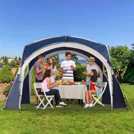 Tenda da campeggio pieghevole 3,5x3,5 m con gancio, borsa per il trasporto, impermeabile e con protezione UV per terrazza e spiaggia, blu