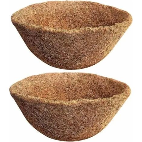 Filiyano-Lot de 2 pots de fleurs en fibre de coco naturelle, paniers suspendus de 35 cm, options de plantation en fibre de coco (1/4)