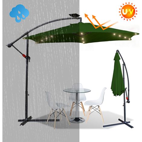 Parapluie 3m Parasol avec LED Alu pivotant Parasol jardin terrasse balcon vert (1/5)
