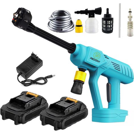 Macchina elettrica di pulizia ad alta pressione, macchina circolare della batteria, Rod ad alta tensione portatile dell'automobile ad alta tensione, +2x batteria 3.0A + caricabatterie, compatibile con (1/5)