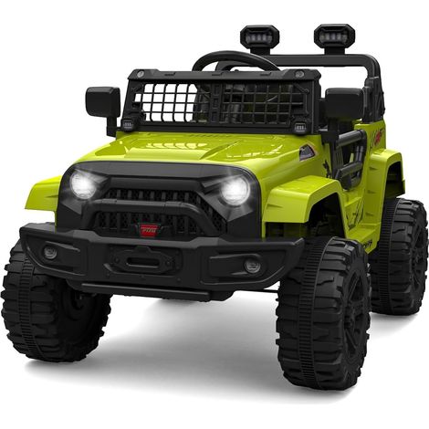 Voiture éLectrique Enfant, 12 V Voiture Electrique Enfants avec Suspension à Ressort, LumièRes LED, Bluetooth, 2 Vitesses pour De 3 à 8 Ans (Vert) (1/5)