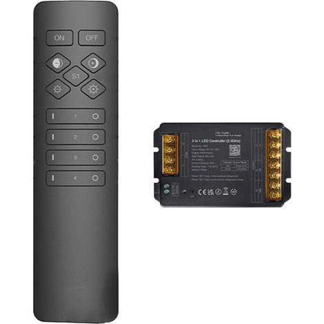 Adecuado para controladores LED 2 en 1, compatible con WiFi 2.4G y RF, corriente máxima de 30A, adecuado para tiras LED monocromáticas/blanco dual/RGB/RGBW/RGB/CCT.