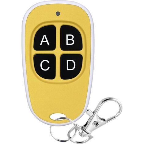 Telecomando wireless a 433 MHz per porta da garage, cancello o porta motorizzata – Telecomando universale a 4 pulsanti con funzione di copia (tipo uovo di anatra), giallo