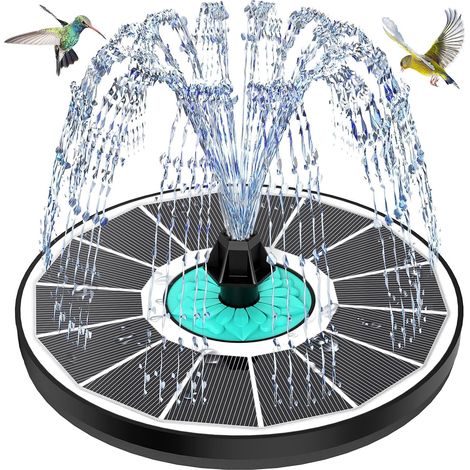Pompe Solaire - 1 Unité - Verre et Plastique - 7 Buses - Jardin et Bain d'Oiseau - Blanc (1/5)
