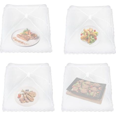 Sollbry Cloche Alimentaire Pliable, Couvercle Alimentaire en Maille, Cloche Alimentaire Moustiquaire, Cloche a Fruit Anti Moucherons, Cloche Alimentaire Reutilisable, Cloche Fruits et Legumes (4 Pcs) (1/5)