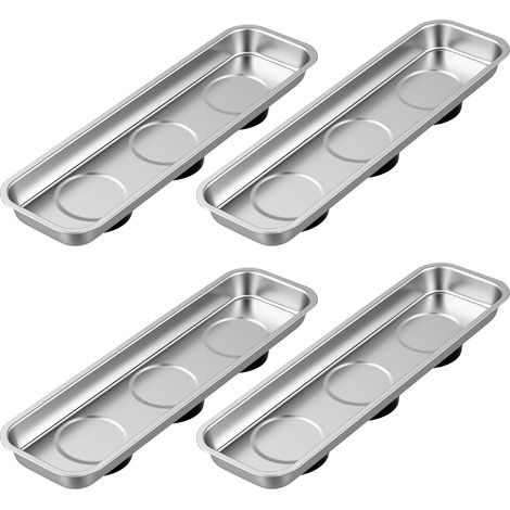 Lot de 4 plateaux magnétiques pour écrous et boulons, plateau magnétique en acier inoxydable pour vis à douille et outils en métal (22 x 6,5 cm) (1/5)
