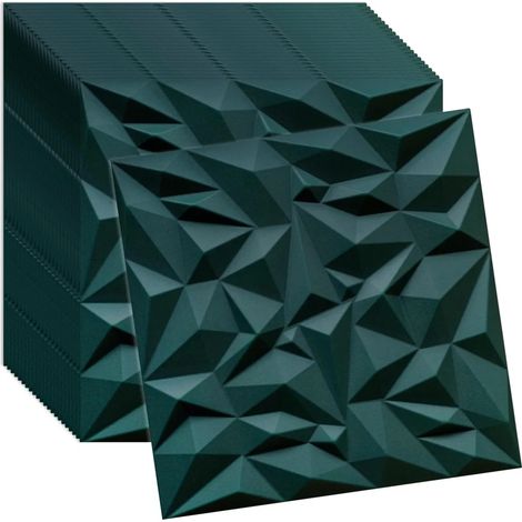 Panneaux muraux et plafond 3D vert VERDICO 50x50 cm – polystyrène décoratif, lot 24 pièces (6 m²)
