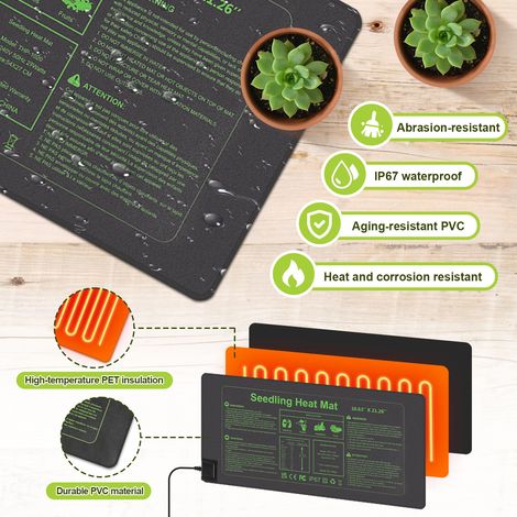 Randaco Tapis Chauffant pour Plantes Imperméable Serre de Germination Accélère la Germination des Graines 55x27cm 27W 1 Pièce (1/4)
