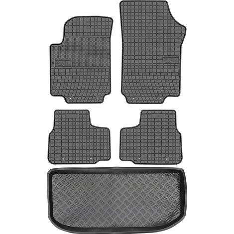 Volkswagen Up Hatchback de 2011 (JUEGO) - Alfombrillas de goma para coche + alfombrilla para maletero