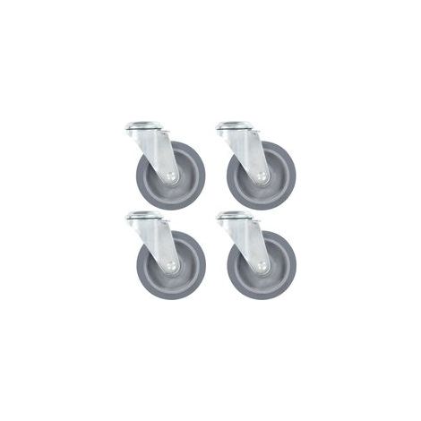 Ruedas giratorias con orificio para perno, juego de 4, 100 mm - Crezuo (1/4)