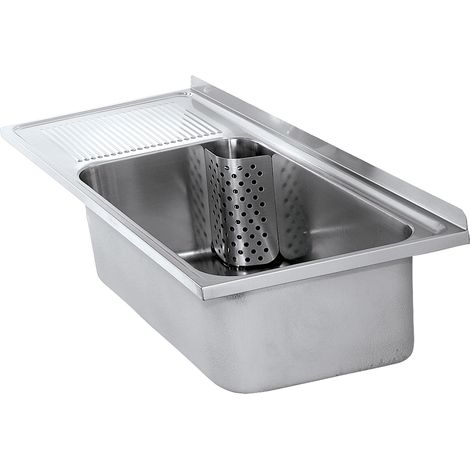 KWC AR Mehrzweckbecken, SIRIUS, Edelstahl,  1100x357x550 mm, Tropfteil links