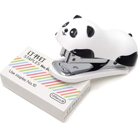 Agrafeuse de bureau portable mini panda mignonne avec 1000 agrafes n° 10 pour le bureau, l'école, la maison ou les voyages (1/5)