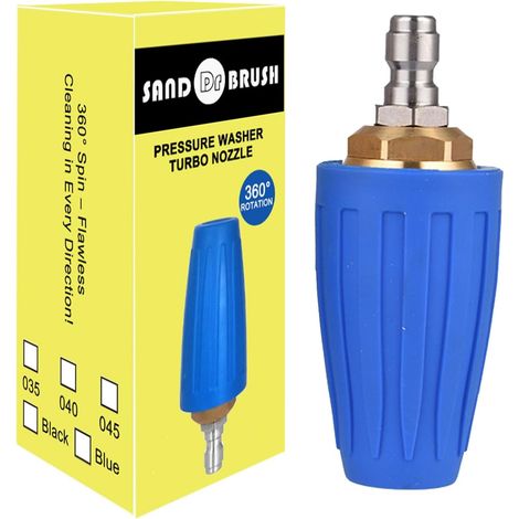 Universal Rotary Turbine Nozzle for Water Pressure Washer, MAX 4000 PSI 276 Bar, 1/4 Quick Connect Water Gun Nozzle Rotary Turbine Cleaner (Blue - Blue) (1/5)