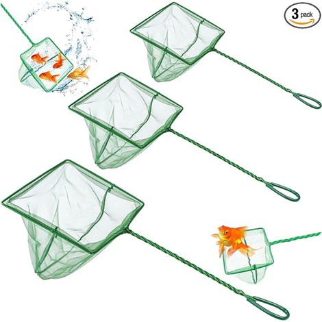 Carré Épuisette, Filet À Poissons pour Aquarium, Mailles Fines Filet À Poissons, Tailles, pour Aquariophilie Réservoir de Poissons Étang Attraper Petits Poissons et Crevettes (1/4)