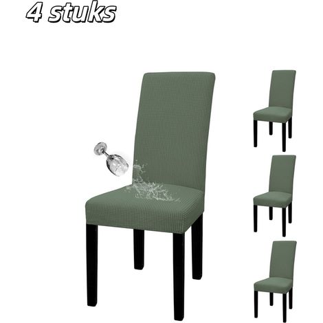 Lot de 2 housses de chaise extensibles et épaisses pour salle à manger, déhoussables et lavables en machine, adaptées aux chaises à dossier haut, pour maison, restaurant et salle de réception, vertes (1/5)