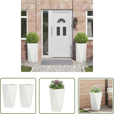 Terrassenpflanzer - Pflanzkübel 2 pcs Weiß 40 x 40 x 75 cm Stahl (1/5)