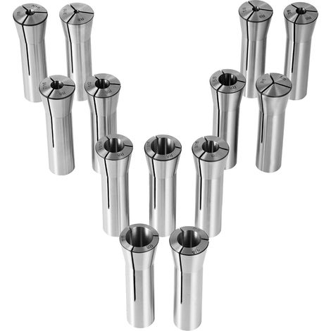 VEVOR Set di Mandrini a Pinze di Precisione 13 Pezzi R8 3,2-22,2mm 45 in Acciaio Legato TIR 30μm, Scatole di Stoccaggio Etichettate, per Fresatrici, Trapani, Alesatrici, Mandrini a Pinza per Fresa