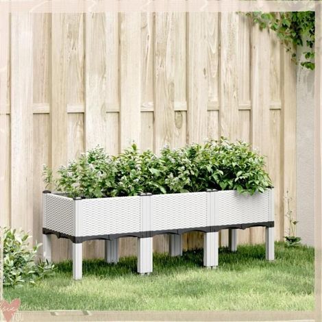 Jardinière - VINGVO - Aspect rotin - 120x40x42 cm - Polypropylène (PP) - Design surélevé (1/5)