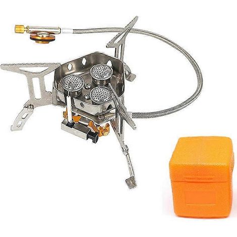 Réchaud à gaz portable d'extérieur 5800W/6800W à trois brûleurs, coupe-vent, pliable et ultraléger, idéal pour les pique-niques, le camping et les cabanes de cuisine portables. (1/5)