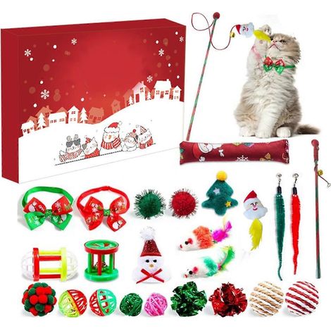 Weihnachts-Adventskalender mit niedlichem Katzen-Spielzeug aus Kunststoff – Überraschungsbox für Kinder, Gastgeschenk