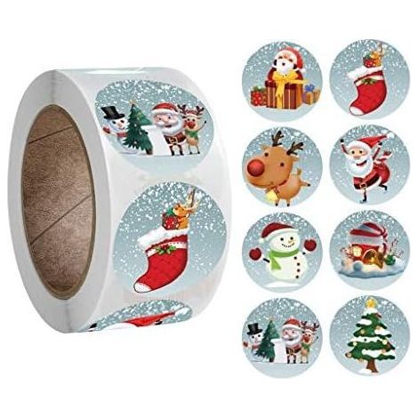 1 Rouleau De 500 Autocollants De NoëL,Nouveau Rouleau Pack Autocollant NoëL Vacances Cadeau DéCoration Cadeau,Impression De Santa Sticker,Autocollants De NoëL (1/3)