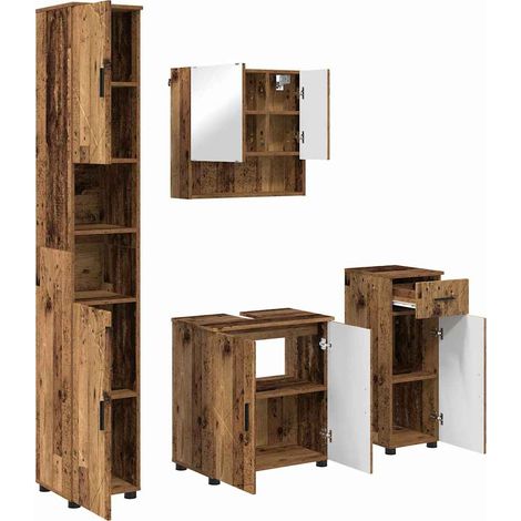 Maison Exclusive - Set di mobili per il bagno 4 pz Legno vecchio 61 x 35 x 64 cm (1/5)