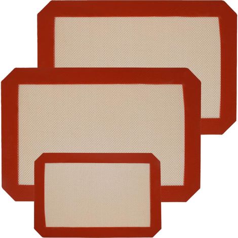 Tapis de cuisson en silicone, 3 tapis de cuisson en silicone réutilisable résistant à la chaleur, plaque de cuisson antiadhésive sans BPA Patisserie 42x30cm et 2pcs 30x21cm (1/5)