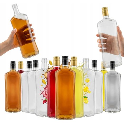 Juego de 30 botellas DIVA de 1000 ml de vidrio para vino, licores y bodas (1 litro). (1/5)
