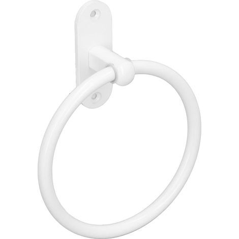 Bianco - 1 Anello portasciugamani, Anello portasciugamani da parete per bagno, Elegante anello portasciugamani rotondo girevole antiruggine per bagno e cucina (1/5)