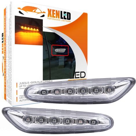 Répétiteurs latéraux LED BMW Série E46, E60, E61, E81, E87, E82, E88, E83/X3, E90/E91, E92/E93 - Chrome - Clignotants