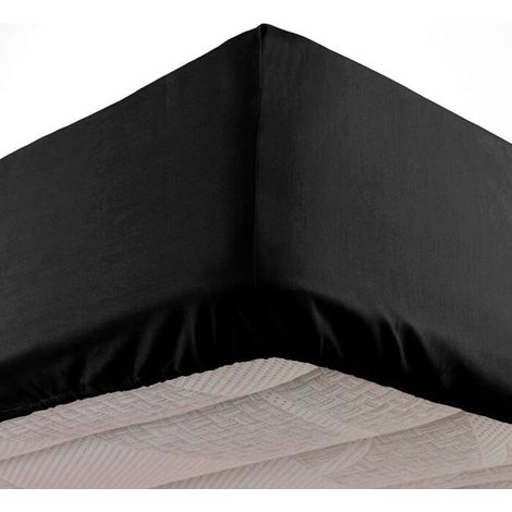 Drap housse 1 personne 90 x 190 cm microfibre unie oscar Noir