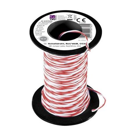 TRU COMPONENTS TC-8790020 Fil de câblage 2 x 0.20 mm² rouge, blanc 10 m (1/3)