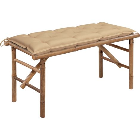Banc de jardin pliable avec coussin 118 cm Bambou