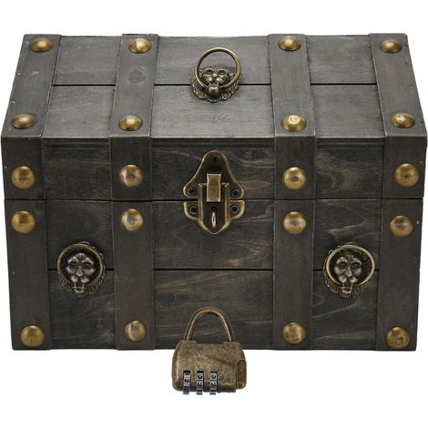 Boîte de Rangement en Bois Vintage avec Verrouillage combiné, Organisateur de Lettre Photo Bijoux Antique, Idéal pour, Cadeaux Noël, 24x18x17cm (1/5)